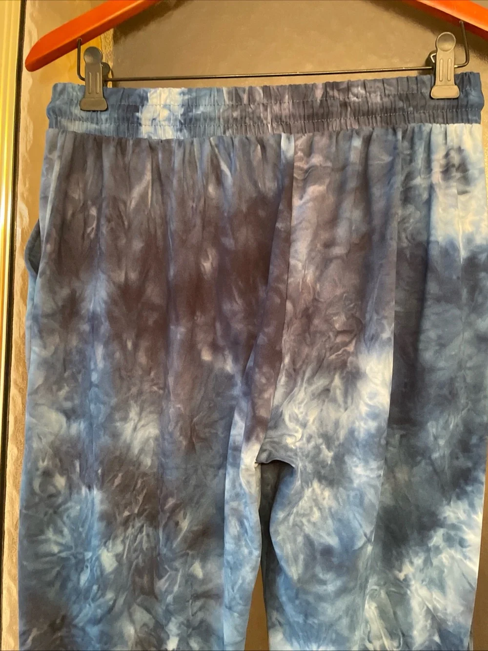 Women’s Blue Tie-Dye Elastic Drawstring Waist/Ankles Jogger Pants Size Large